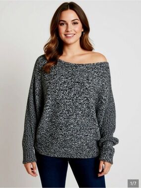 Aritzia Babaton Knit Dolman Sweater Wool Cashmere Cozy Marled Gray Size XS